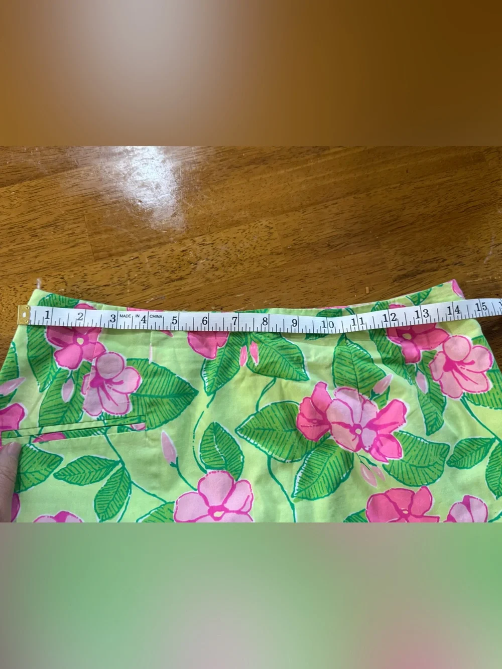 Vintage Lilly Pulitzer Floral Pink & Green A-Line Skirt with scalloped hem, sz 6